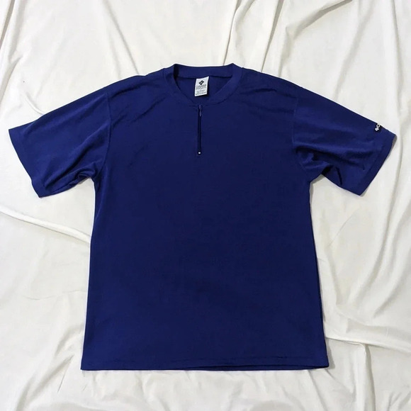 Columbia 1/4 Zip Mock Neck Short Sleeve Shirt, Color Blue Size L - Picture 1 of 11
